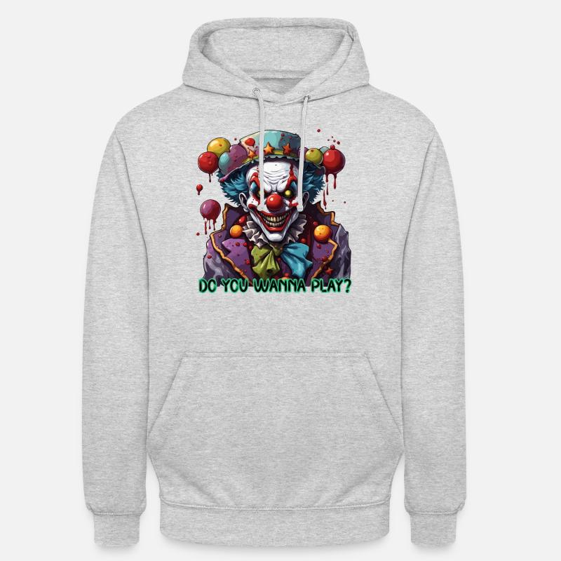 Clown / Cirque / Carnaval / Carnaval / Ludique - Sweat-shirt à capuche unisexe - gris clair chiné