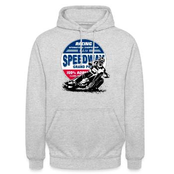 Speedway - Motorcycle Speedway - Unisex Hoodie - Hellgrau meliert - Vorne - Alina (178cm) & Michal (187cm)