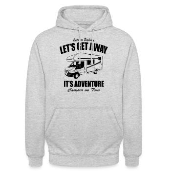 Wohnmobil - Caravan - Camping - Camper - Unisex Hoodie - Hellgrau meliert - Vorne - Alina (178cm) & Michal (187cm)