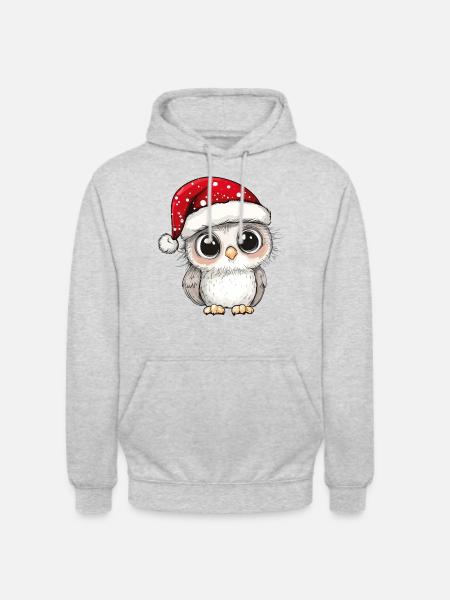 Ugle Jul Sød Sød Xmas Juleagtig - Hættetrøje unisex - lysegrå meleret