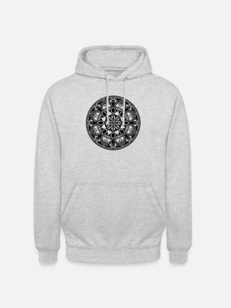 Black Mandala B119 - Unisex Hoodie - light heather grey