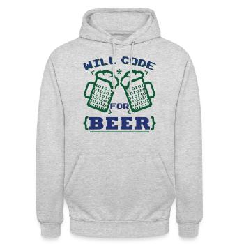 Funny Beer Coding Coder - Unisex Hoodie - light heather grey - Front - Alina (178cm) & Michal (187cm)