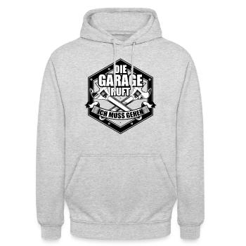 Atelier de mécanique automobile - Sweat-shirt à capuche unisexe - gris clair chiné - Devant - Alina (178cm) & Michal (187cm)