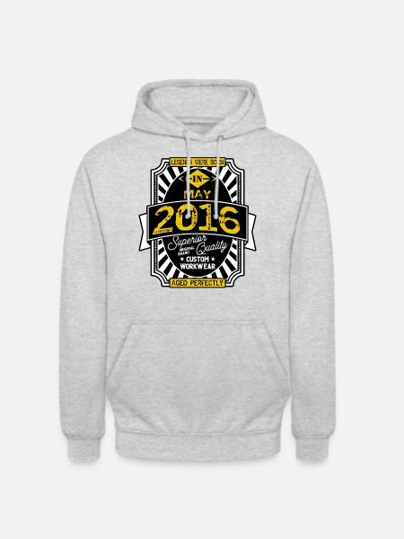 2016 MAY - Sweat-shirt à capuche unisexe - gris clair chiné