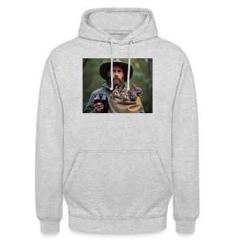 HUNTER RESCUES BROWN HARE BABIES - Unisex Hoodie - light heather grey - Front - Alina (178cm) & Michal (187cm)