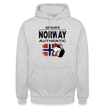 Norway Adventures - Norway Flag & Husky - Sweat-shirt à capuche unisexe - gris clair chiné - Devant - Alina (178cm) & Michal (187cm)