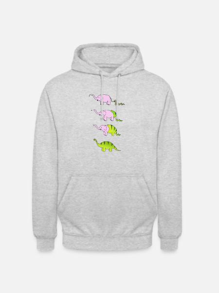 éléphant serpent dinosaure - Sweat-shirt à capuche unisexe - gris clair chiné