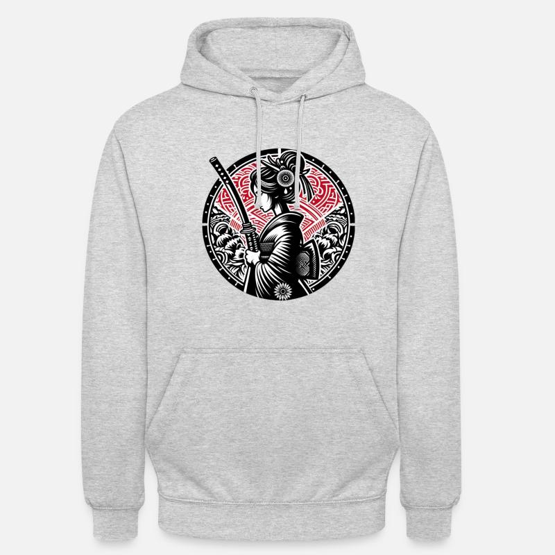 Samurai-Mädchen - Unisex Hoodie - Hellgrau meliert