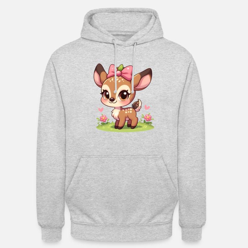 Petit Faon mignon 3 - Sweat-shirt à capuche unisexe - gris clair chiné