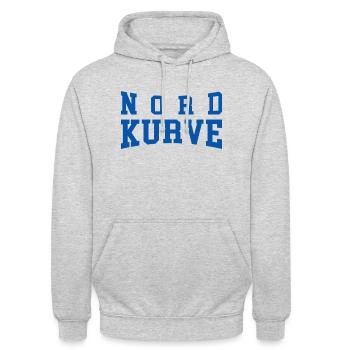 NORDKURVE - FUSSBALLFAN - STADION - FUSSBALLSPIEL - Unisex Hoodie - Hellgrau meliert - Vorne - Alina (178cm) & Michal (187cm)