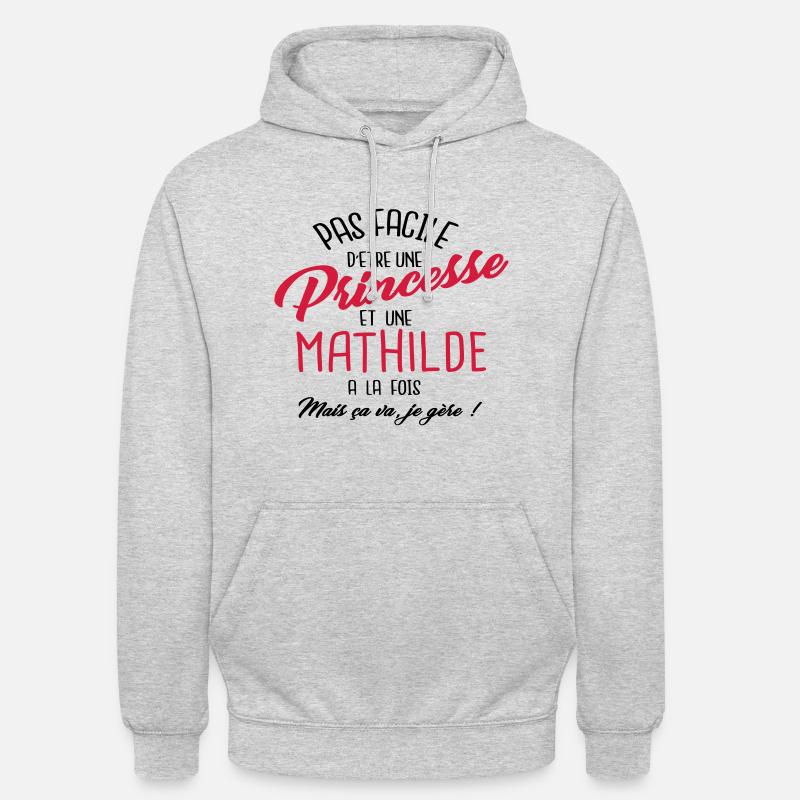 Princesse et Mathilde - Sweat-shirt à capuche unisexe - gris clair chiné