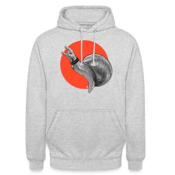 Limace métallique - Sweat-shirt à capuche unisexe - gris clair chiné - Devant - Alina (178cm) & Michal (187cm)
