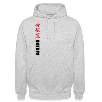 Aïkido - Sweat-shirt à capuche unisexe - gris clair chiné - Devant - Alina (178cm) & Michal (187cm)