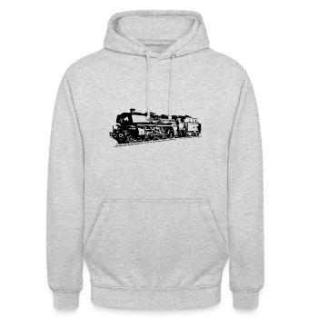 locomotive à vapeur - Sweat-shirt à capuche unisexe - gris clair chiné - Devant - Alina (178cm) & Michal (187cm)