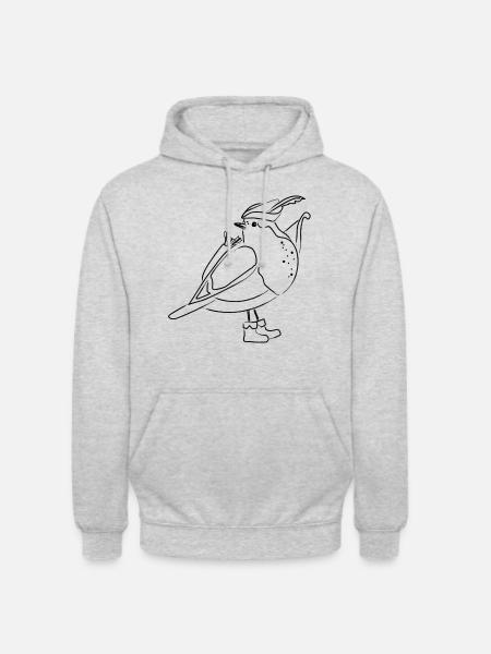 Robin Hood Redthroat Sort - Hættetrøje unisex - lysegrå meleret