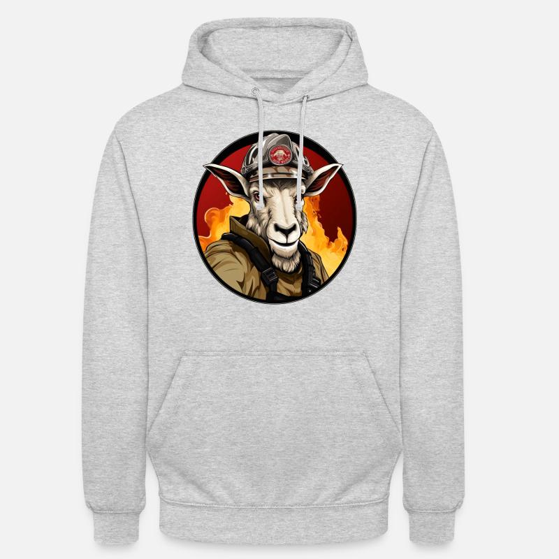 Chèvres Pompiers / Chèvre pompier - Sweat-shirt à capuche unisexe - gris clair chiné