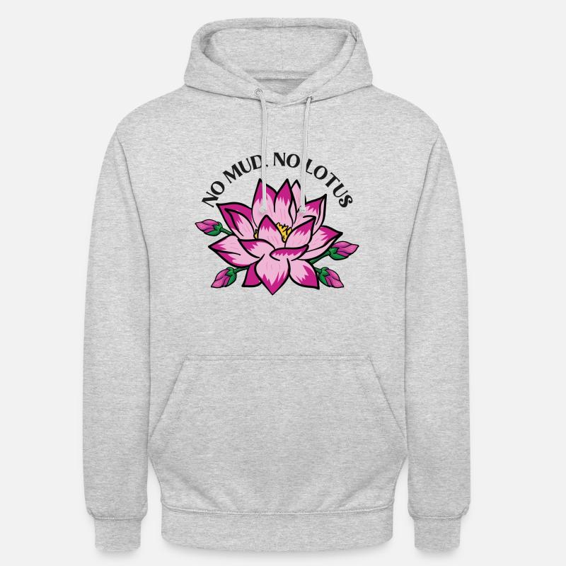 Pas de boue pas de fleur de lotus fleur de lotus - Sweat-shirt à capuche unisexe - gris clair chiné
