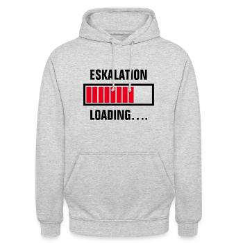 ESKALATION LOADING - ESKALIEREN - ESKALIERT - Unisex Hoodie - Hellgrau meliert - Vorne - Alina (178cm) & Michal (187cm)