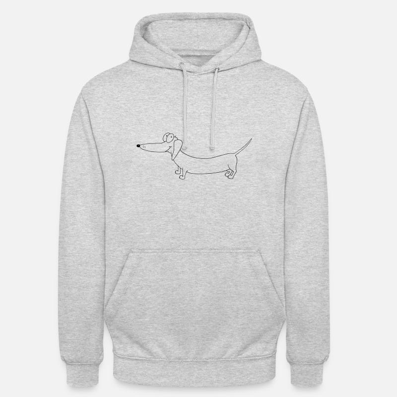 Petit contour de teckel doux - Sweat-shirt à capuche unisexe - gris clair chiné
