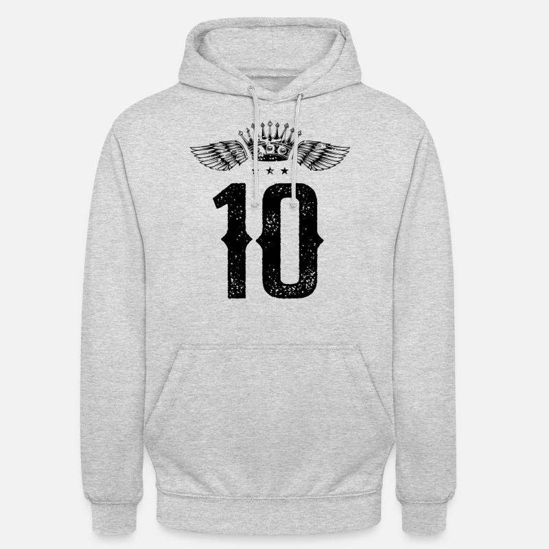 10 Couronne numérique - Sweat-shirt à capuche unisexe - gris clair chiné