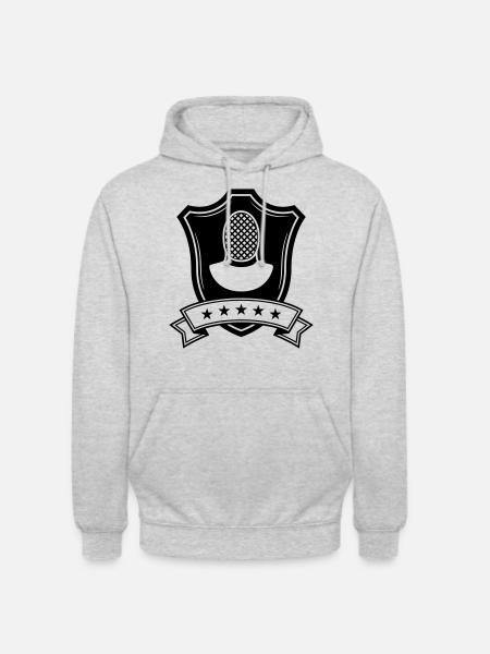 Fechten Maske Wappen - Unisex Hoodie - Hellgrau meliert