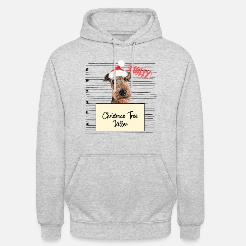 Weihnachtsbaum Umschubser Airedale Terrier - Unisex Hoodie - Hellgrau meliert