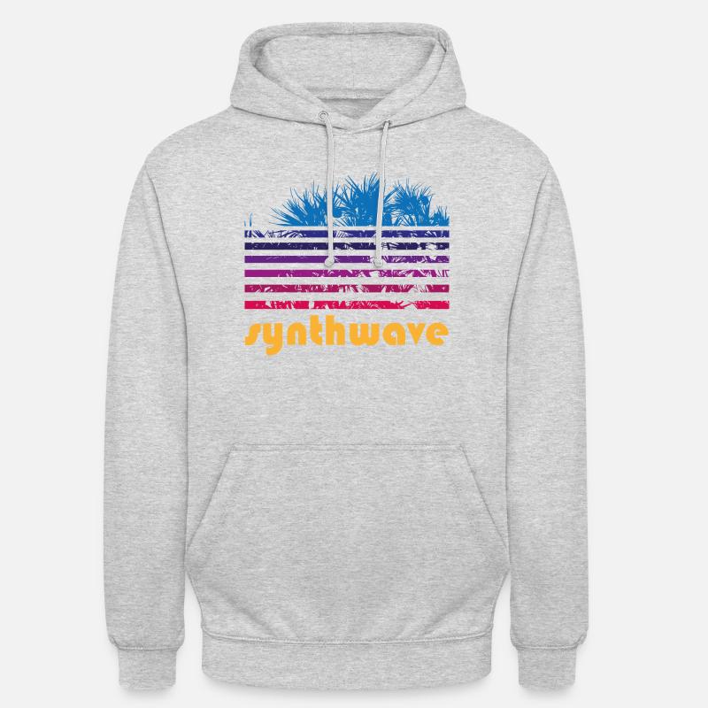 synthwave pandanus - Sweat-shirt à capuche unisexe - gris clair chiné