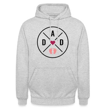 DAD Herz Baby Babyfüße Vater Liebe Vatertag Papa - Unisex Hoodie - Hellgrau meliert - Vorne - Alina (178cm) & Michal (187cm)