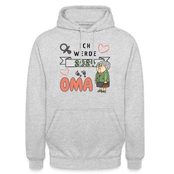 Ich werde 2024 Oma - Unisex Hoodie - Hellgrau meliert - Vorne - Alina (178cm) & Michal (187cm)