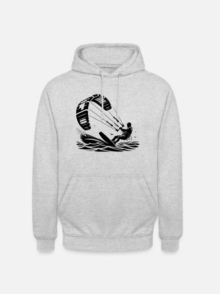 Kitesurf Kitesurfer Kiteboard - Sweat-shirt à capuche unisexe - gris clair chiné