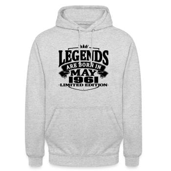 Legends are born in may 1961 - Unisex Hoodie - light heather grey - Front - Alina (178cm) & Michal (187cm)