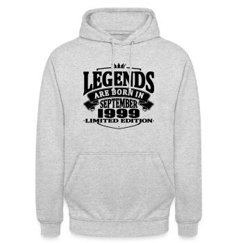 Die Legenden sind im September 1999 geboren - Unisex Hoodie - Hellgrau meliert - Vorne - Alina (178cm) & Michal (187cm)