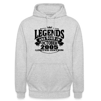 Die Legenden sind im Oktober 2005 geboren - Unisex Hoodie - Hellgrau meliert - Vorne - Alina (178cm) & Michal (187cm)