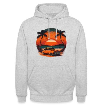 Classic car, vintage, beach, holiday, sea - Unisex Hoodie - light heather grey - Front - Alina (178cm) & Michal (187cm)