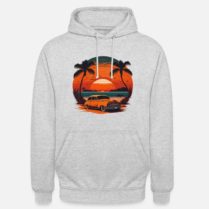 Oldtimer, Oldtimer, Strand, Urlaub, Meer - Unisex Hoodie - Hellgrau meliert