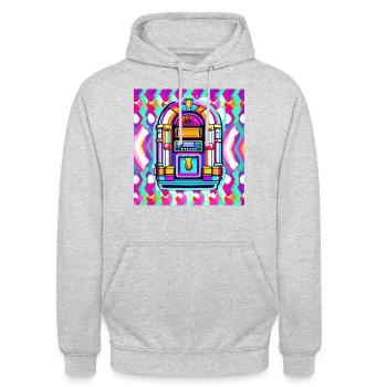 Jukebox / Musikautomat / Retro / 50er Jahre - Unisex Hoodie - Hellgrau meliert - Vorne - Alina (178cm) & Michal (187cm)