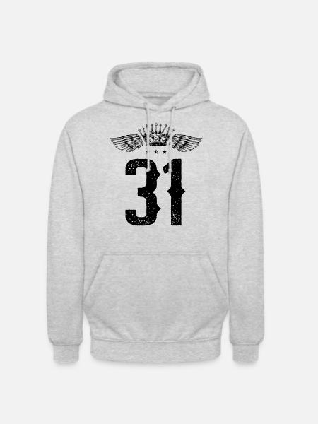 31 Couronne numérique - Sweat-shirt à capuche unisexe - gris clair chiné