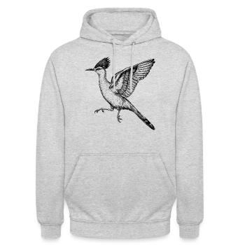 Roadrunner Bird Illustration – Vintage Engraving - Unisex Hoodie - Hellgrau meliert - Vorne - Alina (178cm) & Michal (187cm)