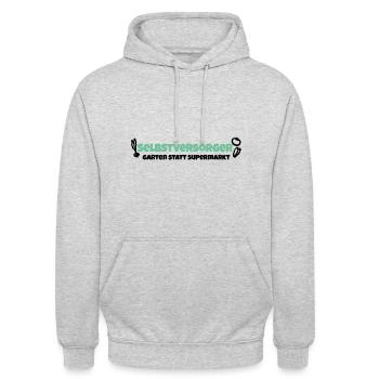 Eigener Garten Hobbygärtner Selbstversorger - Unisex Hoodie - Hellgrau meliert - Vorne - Alina (178cm) & Michal (187cm)