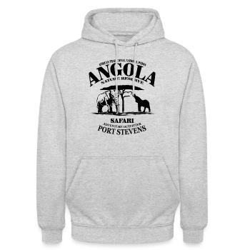 Angola - Elefant - Unisex Hoodie - Hellgrau meliert - Vorne - Alina (178cm) & Michal (187cm)