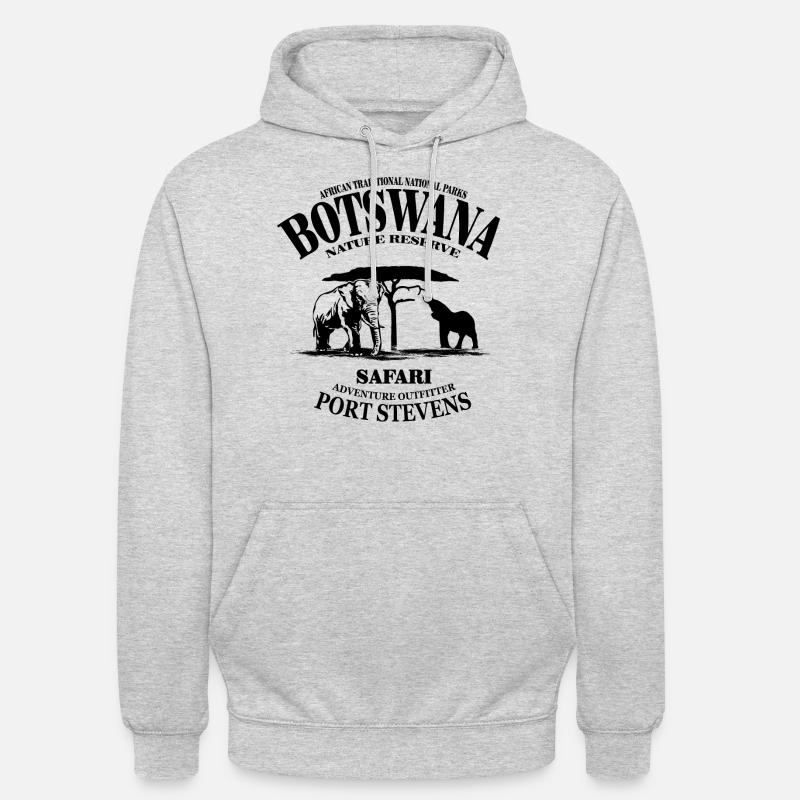 Eléphants du Botswana - Sweat-shirt à capuche unisexe - gris clair chiné
