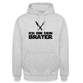 Ich bin dein Brater | Grillmeister | BBQ König - Unisex Hoodie - Hellgrau meliert - Vorne - Alina (178cm) & Michal (187cm)