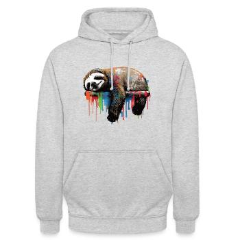 Graffiti Faultier - Unisex Hoodie - Hellgrau meliert - Vorne - Alina (178cm) & Michal (187cm)