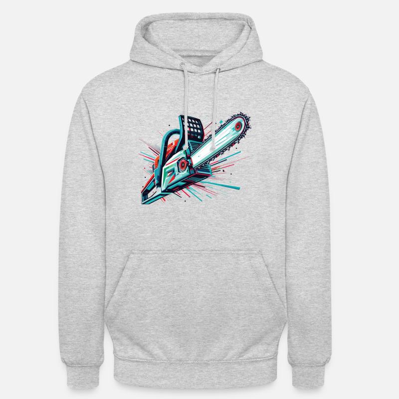 Tronçonneuse polygonale vectorielle - Sweat-shirt à capuche unisexe - gris clair chiné