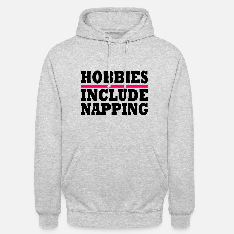 Hobbies include napping - Sweat-shirt à capuche unisexe - gris clair chiné