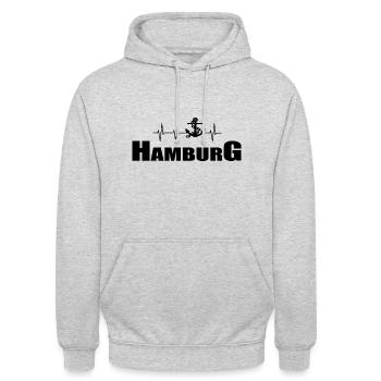 Hamburg - Unisex Hoodie - light heather grey - Front - Alina (178cm) & Michal (187cm)