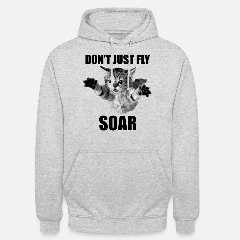 Non limitarti a volare Soar Cat Sarcasmo meme - Felpa con cappuccio unisex - grigio chiaro melange
