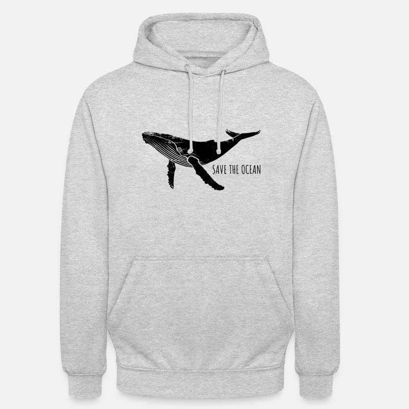 Save the ocean - Wal - Buckelwal - Geschenk - Unisex Hoodie - Hellgrau meliert