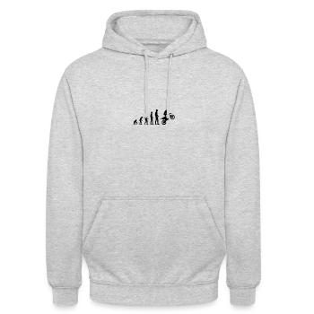 Evolution Affe Mensch Motorrad - Unisex Hoodie - Hellgrau meliert - Vorne - Alina (178cm) & Michal (187cm)