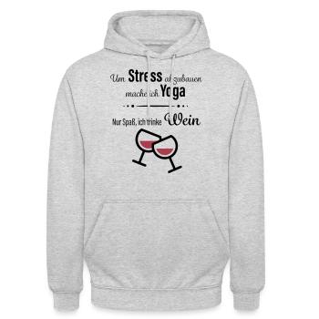 Wein trinken - Yoga - Unisex Hoodie - Hellgrau meliert - Vorne - Alina (178cm) & Michal (187cm)